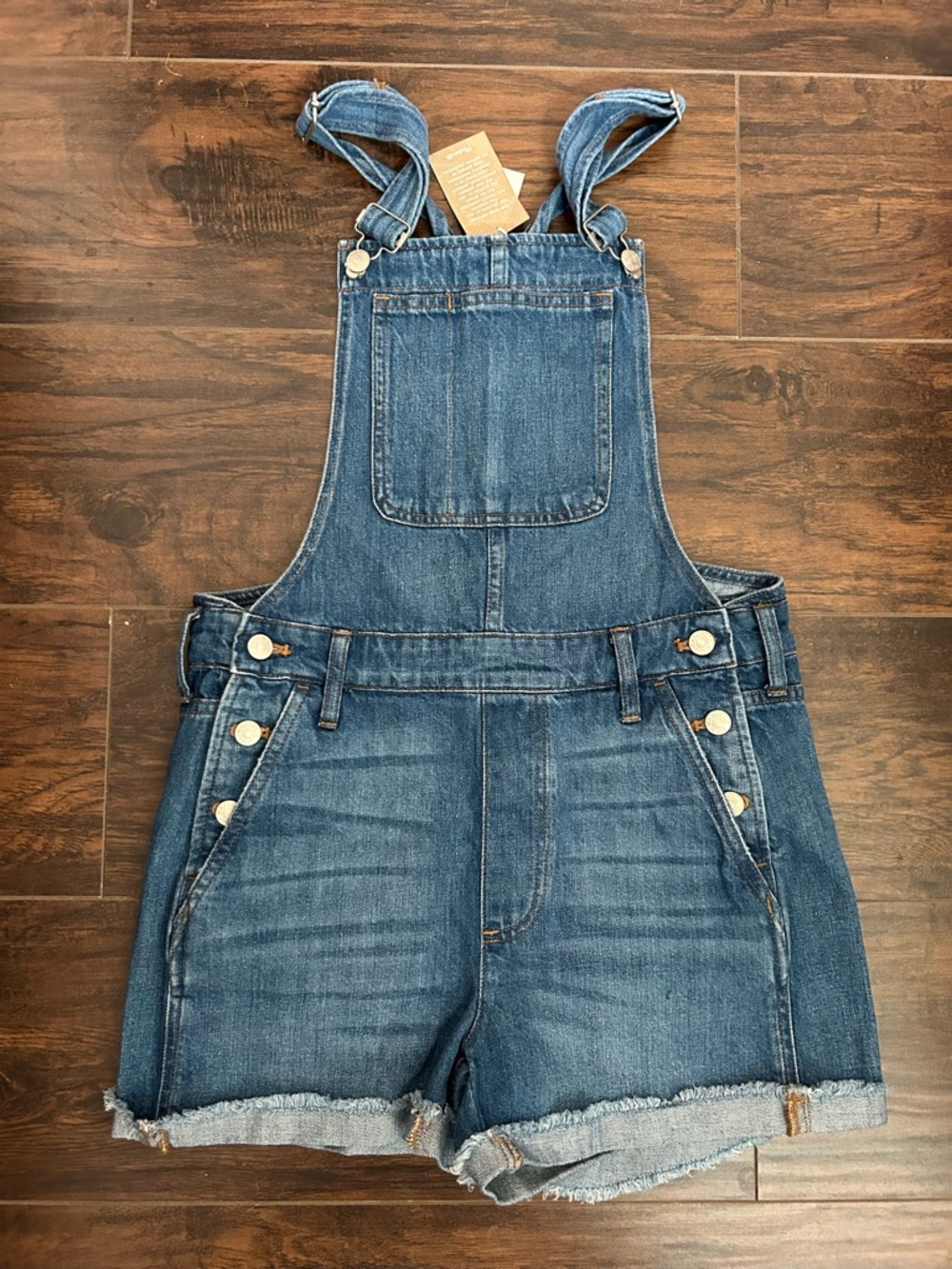 Madewell Denim Short Overalls in Classic Blue